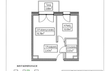 Rzut - Mieszkanie na sprzedaż 2 pokoje o powierzchni 32,91 m² - numer 5 w Działkowa 68