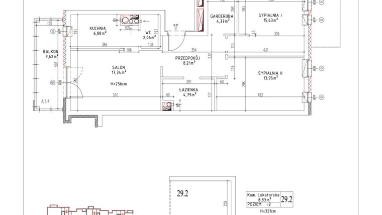 Rzut - Mieszkanie na sprzedaż 3 pokoje o powierzchni 73,23 m² - numer M-40 w Nałęczowska