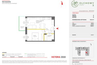 Rzut - Mieszkanie na sprzedaż 2 pokoje o powierzchni 36,26 m² - numer 68 w Olchowy Park III
