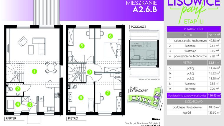 Rzut - Mieszkanie na sprzedaż 4 pokoje o powierzchni 110,43 m² - numer A.2.6.B w Lisowice Milo Dobry Deweloper