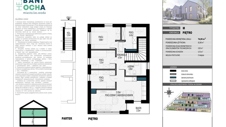 Rzut - Dom na sprzedaż 4 pokoje o powierzchni 74,59 m² - numer A8.2 w HEJ! Baniocha