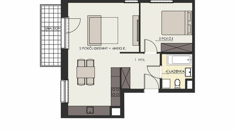 Rzut - Mieszkanie na sprzedaż 2 pokoje o powierzchni 52,26 m² - numer 41 w Osiedle Platinum III