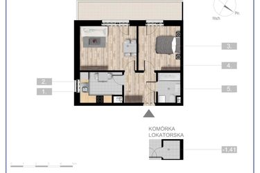 Rzut - Mieszkanie na sprzedaż 2 pokoje o powierzchni 47,84 m² - numer 3 w Szczytno Dąbrowskiego - etap 3
