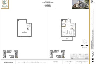 Rzut - Mieszkanie na sprzedaż 1 pokój o powierzchni 72,14 m² - numer 43 w Osiedle Sfera etap II