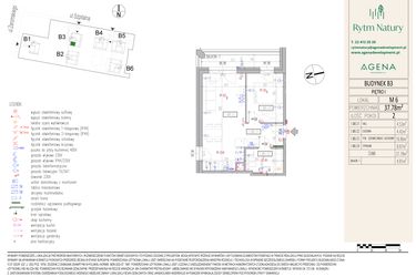 Rzut - Mieszkanie na sprzedaż 2 pokoje o powierzchni 37,78 m² - numer B3M6 w Rytm Natury