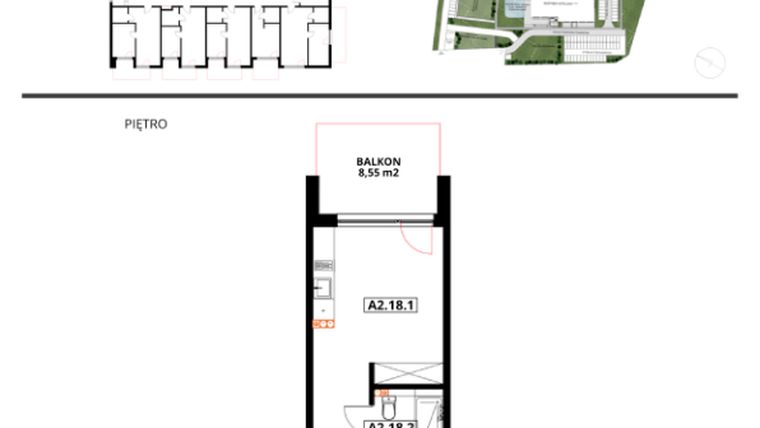 Rzut - Mieszkanie na sprzedaż 1 pokój o powierzchni 47 m² - numer A2.19 w Apartamenty Dźwirzyno