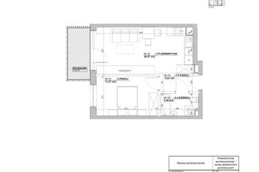 Rzut - Mieszkanie na sprzedaż 2 pokoje o powierzchni 38,92 m² - numer A.19 w Laurowy Zakątek