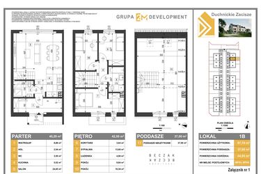 Rzut - Dom na sprzedaż 5 pokoi o powierzchni 124,79 m² - numer 1B w Duchnickie Zacisze