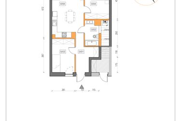 Rzut - Mieszkanie na sprzedaż 3 pokoje o powierzchni 60 m² - numer 4 w Małe Wilczyce etap 9