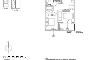 Rzut - Mieszkanie na sprzedaż 2 pokoje o powierzchni 42,89 m² - numer A.3.3.3 w Forma