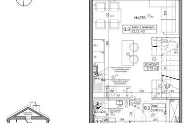 Rzut - Dom na sprzedaż 3 pokoje o powierzchni 60,54 m² - numer 4A w Osiedle Stokrotki