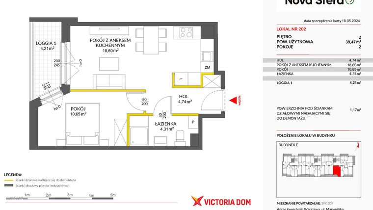 Rzut - Mieszkanie na sprzedaż 2 pokoje o powierzchni 39,47 m² - numer 202 w Miasteczko Nova Sfera 3