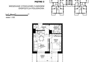 Rzut - Mieszkanie na sprzedaż 2 pokoje o powierzchni 35,63 m² - numer C2-M38 w Stacja Łódź V – etap C2