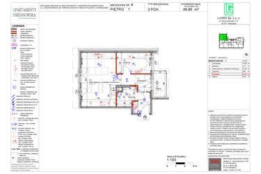 Rzut - Mieszkanie na sprzedaż 2 pokoje o powierzchni 46,86 m² - numer 4 w Apartamenty Jordanowska
