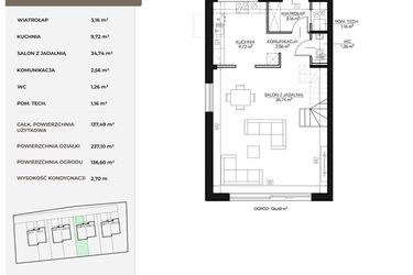 Rzut - Dom na sprzedaż 5 pokoi o powierzchni 137,49 m² - numer 64B_1 w Kołodzieja Residence