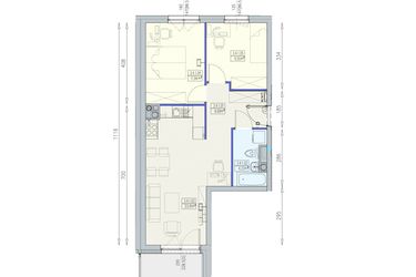 Rzut - Mieszkanie na sprzedaż 3 pokoje o powierzchni 55,82 m² - numer K1 3/4/1/3a w Południk 17 - budynek K1