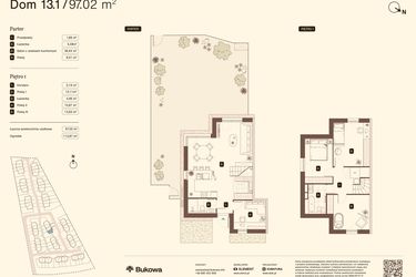 Rzut - Mieszkanie na sprzedaż 5 pokoi o powierzchni 97,02 m² - numer 13.1 w Bukowa