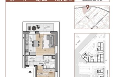 Rzut - Mieszkanie na sprzedaż 2 pokoje o powierzchni 40,7 m² - numer 71 w Urok Jagienki