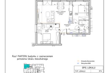 Rzut - Mieszkanie na sprzedaż 3 pokoje o powierzchni 66,09 m² - numer 5 w Osiedle Sady bud. E4
