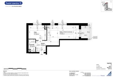 Rzut - Mieszkanie na sprzedaż 2 pokoje o powierzchni 49,33 m² - numer A/0/1 w Świerzawska 13