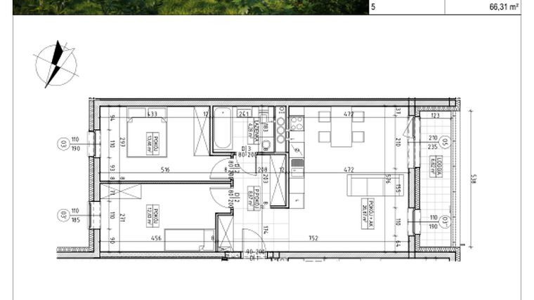 Rzut - Mieszkanie na sprzedaż 3 pokoje o powierzchni 66,31 m² - numer C5.02.11 w Osiedle Panorama Wiślana Etap IV - budynek C5