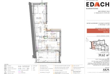 Rzut - Mieszkanie na sprzedaż 2 pokoje o powierzchni 39,62 m² - numer 29 w Biernackiego 15-17