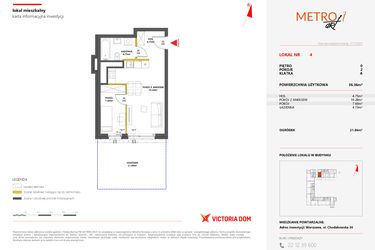 Rzut - Mieszkanie na sprzedaż 2 pokoje o powierzchni 36,36 m² - numer 4 w Metro Art 7