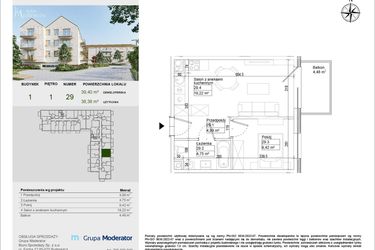 Rzut - Mieszkanie na sprzedaż 2 pokoje o powierzchni 38,38 m² - numer A29 w Aleja Mickiewicza