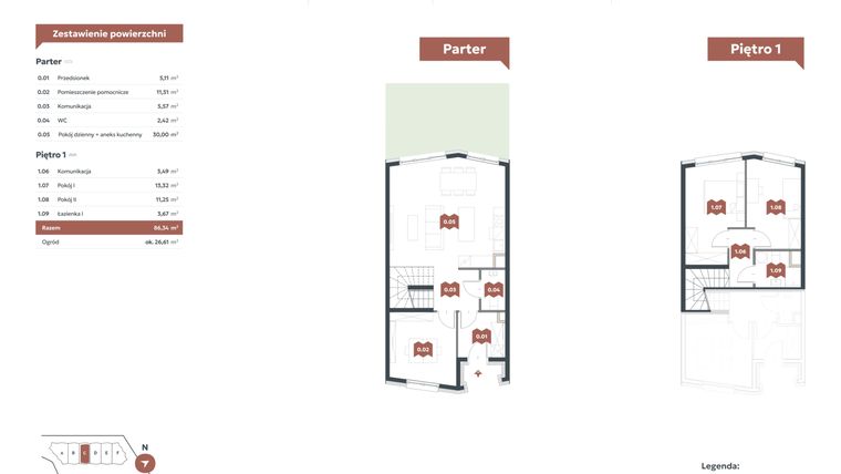 Rzut - Mieszkanie na sprzedaż 4 pokoje o powierzchni 86,34 m² - numer C1 w Familook