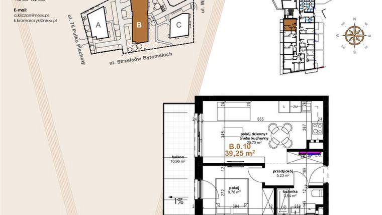 Rzut - Mieszkanie na sprzedaż 2 pokoje o powierzchni 39,25 m² - numer VB.0.10 w Vanda Park
