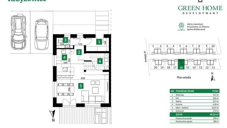Rzut - Dom na sprzedaż 5 pokoi o powierzchni 105 m² - numer 16 w Nowe Krzyżowice II