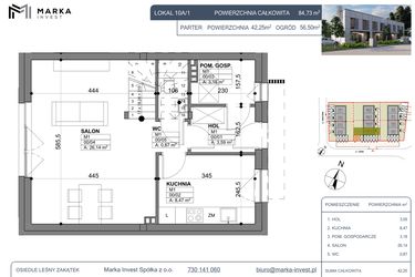 Rzut - Dom na sprzedaż 4 pokoje o powierzchni 84,73 m² - numer 10a/1 w Osiedle Leśny Zakątek