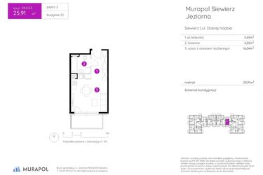 Rzut - Mieszkanie na sprzedaż 1 pokój o powierzchni 25,91 m² - numer 25.B.2.3 w Murapol Siewierz Jeziorna bud. 25 i 26
