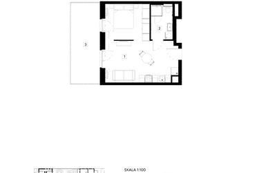 Rzut - Mieszkanie na sprzedaż 1 pokój o powierzchni 35,46 m² - numer M002 w Oh! Praga