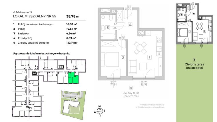 Rzut - Mieszkanie na sprzedaż 2 pokoje o powierzchni 38,78 m² - numer 55 w Nova Radiostacja
