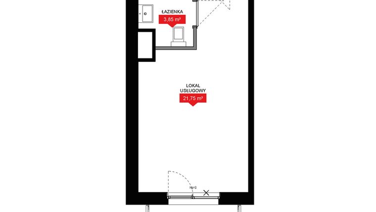 Rzut - Mieszkanie na sprzedaż 1 pokój o powierzchni 25,61 m² - numer A2 172LU w 29L - Apartamenty inwestycyjne