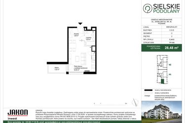 Rzut - Mieszkanie na sprzedaż 1 pokój o powierzchni 28,48 m² - numer C.A13 w Sielskie Podolany II