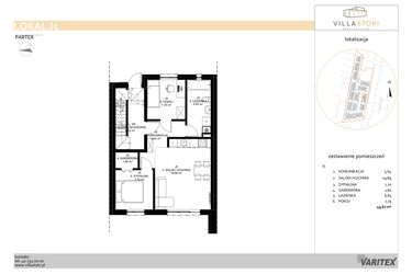 Rzut - Mieszkanie na sprzedaż 3 pokoje o powierzchni 49,67 m² - numer J5 w Villa Stoki (mieszkania)