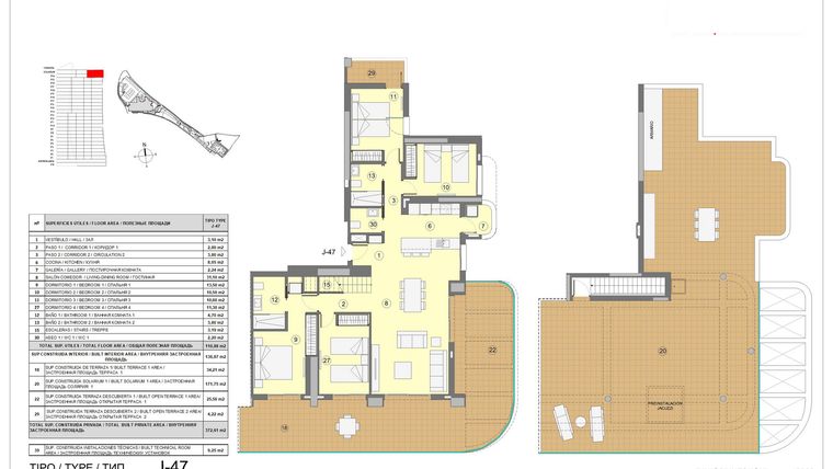 Rzut - Mieszkanie na sprzedaż 4 pokoje o powierzchni 372 m² - numer 24-J-47 w Apartamenty w Benidorm - 23051288