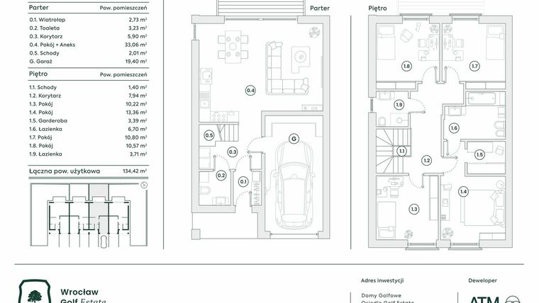 Rzut - Dom na sprzedaż 5 pokoi o powierzchni 134,15 m² - numer 35A w Domy Golfowe II
