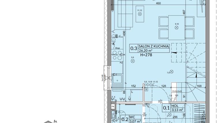 Rzut - Dom na sprzedaż 3 pokoje o powierzchni 68,42 m² - numer 31A w Osiedle Słoneczne etap IV