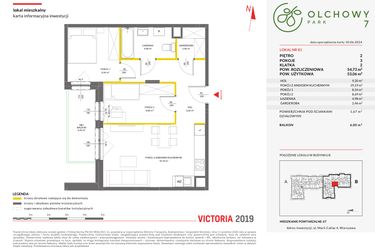 Rzut - Mieszkanie na sprzedaż 3 pokoje o powierzchni 54,73 m² - numer 81 w Olchowy Park VII