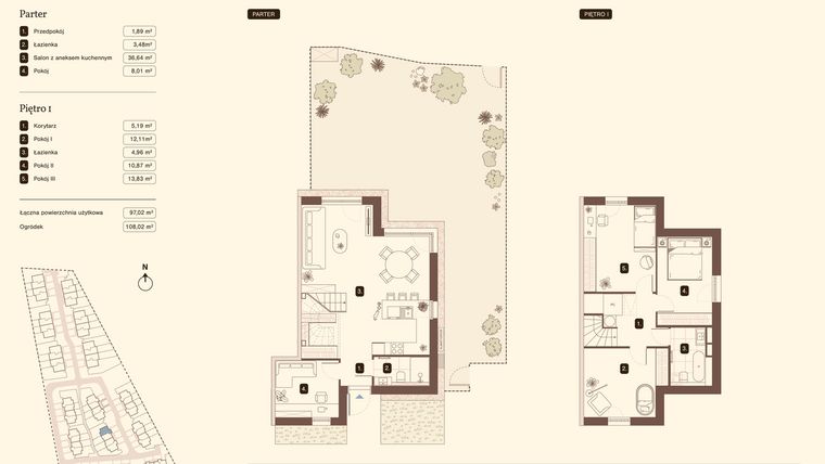 Rzut - Mieszkanie na sprzedaż 5 pokoi o powierzchni 97,02 m² - numer 12.1 w Bukowa