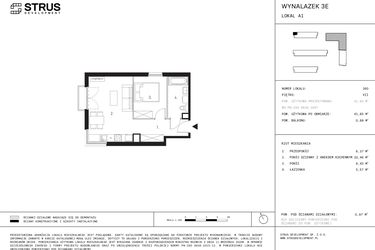 Rzut - Mieszkanie na sprzedaż 2 pokoje o powierzchni 41,85 m² - numer A1.7 w Wynalazek 3A
