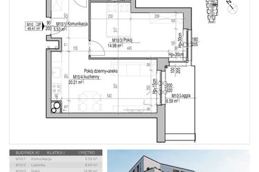 Rzut - Mieszkanie na sprzedaż 2 pokoje o powierzchni 49,41 m² - numer 10 w Aleja