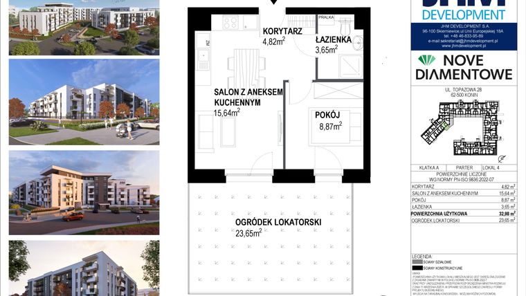 Rzut - Mieszkanie na sprzedaż 2 pokoje o powierzchni 32,98 m² - numer 4 w Nove Diamentowe
