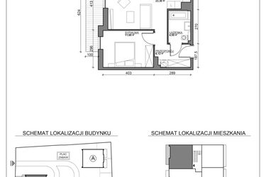 Rzut - Mieszkanie na sprzedaż 2 pokoje o powierzchni 45,62 m² - numer H7 w Kierpcowa Apartamenty