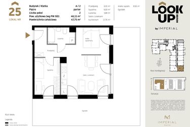 Rzut - Mieszkanie na sprzedaż 2 pokoje o powierzchni 46,11 m² - numer A.25 w Look Up House