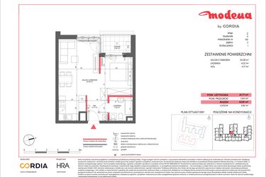Rzut - Mieszkanie na sprzedaż 1 pokój o powierzchni 41,77 m² - numer A.102 w Modena II