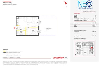 Rzut - Mieszkanie na sprzedaż 2 pokoje o powierzchni 34,38 m² - numer 91 w Neo Nova Ochota 6
